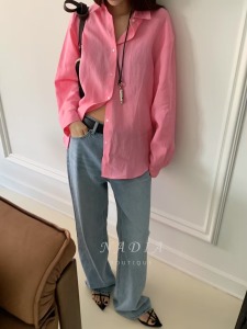 新品♢M13必買~韓國多巴胺色系棉麻襯衫