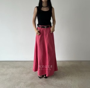 新品♢M15午後散步重工款毛邊牛仔A字裙