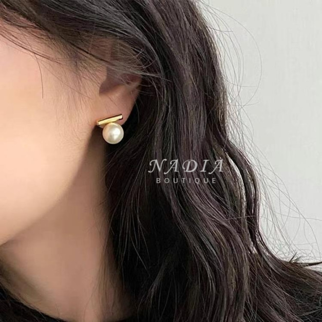 飾品♡Gold Bar Pearl Earrings 極簡金條珍珠耳環