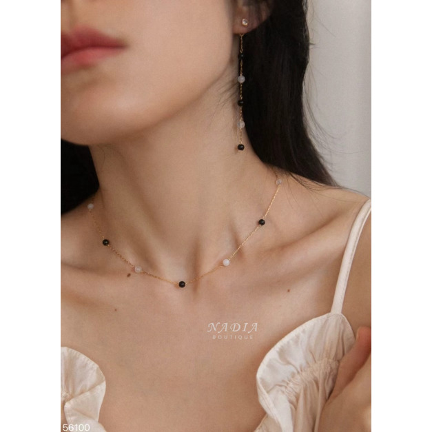 飾品♡Moon Drop 圓珠細鍊項鍊 & 耳環組