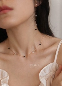 飾品♡Moon Drop 圓珠細鍊項鍊 & 耳環組