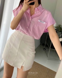 新品現貨♢清甜假日感小標襯衫