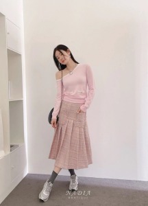 新品現貨♢法式千金格紋毛呢裙