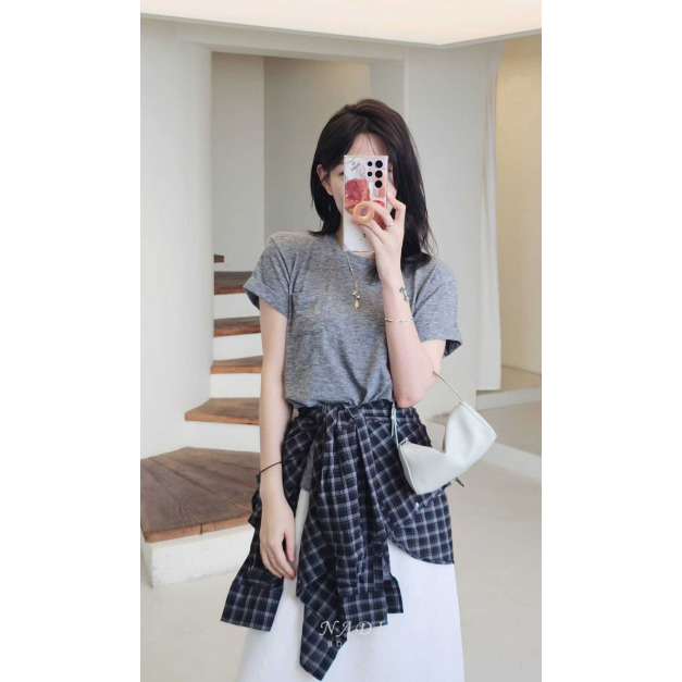 新品♢簡約日常翻袖口袋T 3色