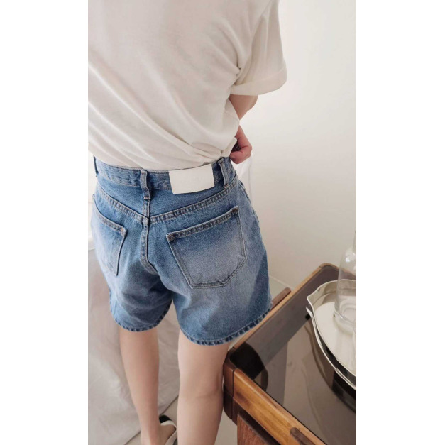 新品♢清爽高腰復古牛仔短褲