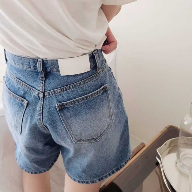 新品♢清爽高腰復古牛仔短褲