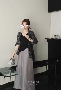 新品♢霧光絲緞A字長裙4色