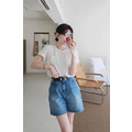 新品♢清爽高腰復古牛仔短褲_1