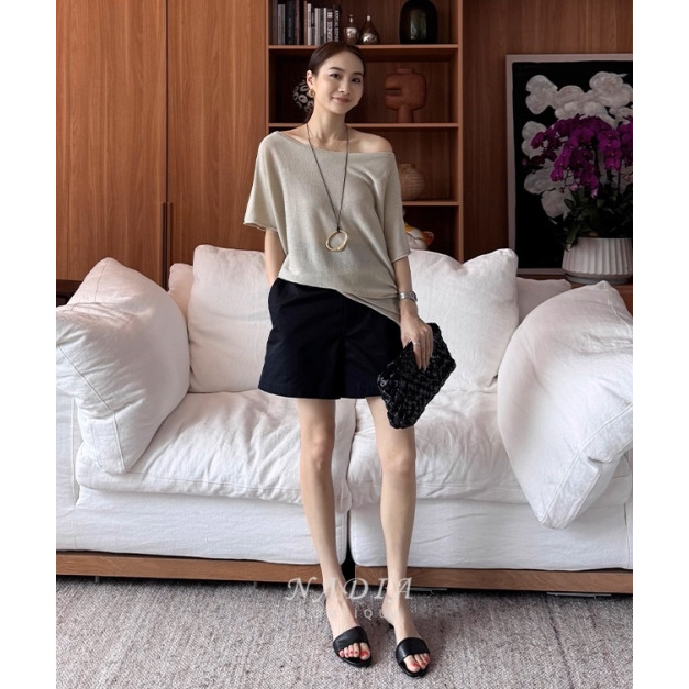 新品 ❘ 高雅天絲斜肩針織上衣