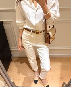 新品 ❘ 進口棉顯瘦八九分奶白褲