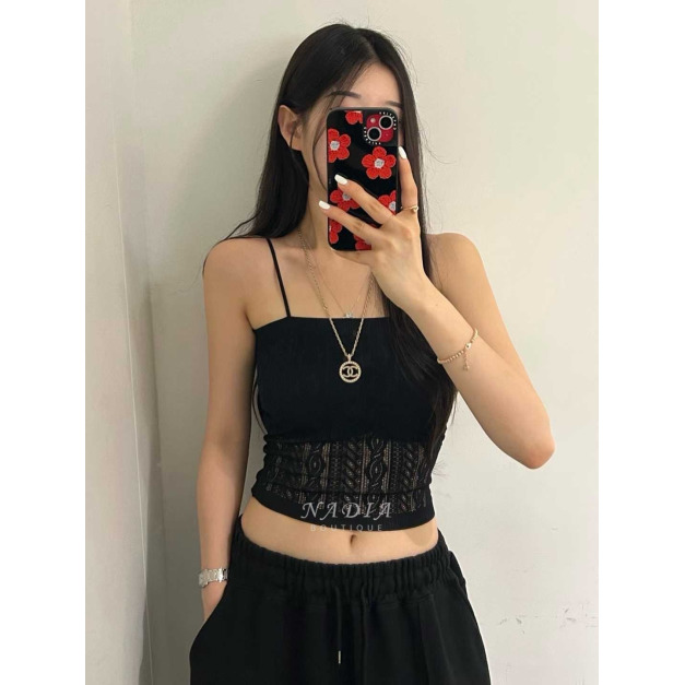 01 平口細緻蕾絲Bra top背心