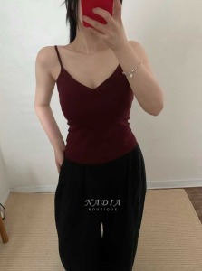 10 V領滾邊bra top背心