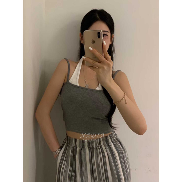 02 雙層造型休閒感Bra top背心