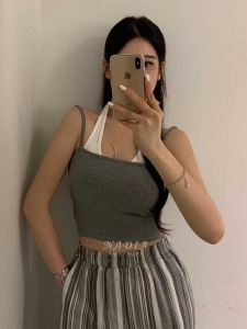 02 雙層造型休閒感Bra top背心