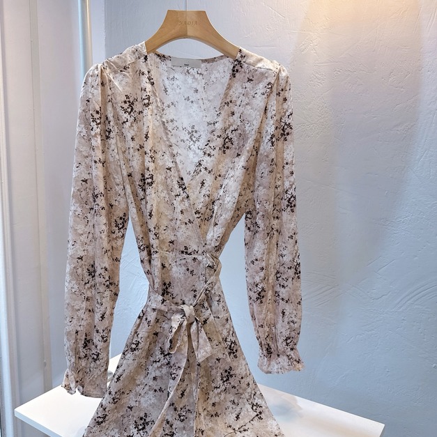 新品｜法式花影綁帶洋裝 Floral Wrap Dress