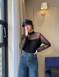 新品｜透感高領層次上衣 3色