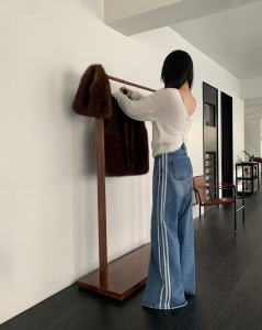 新品｜蕾絲滾邊直筒牛仔褲