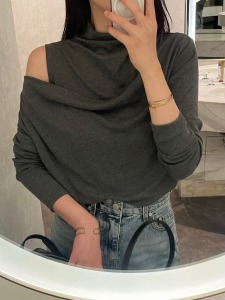 新品｜優雅斜肩高領兩件式上衣