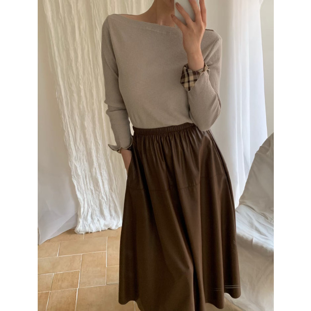 新品｜柔霧皮革感長裙