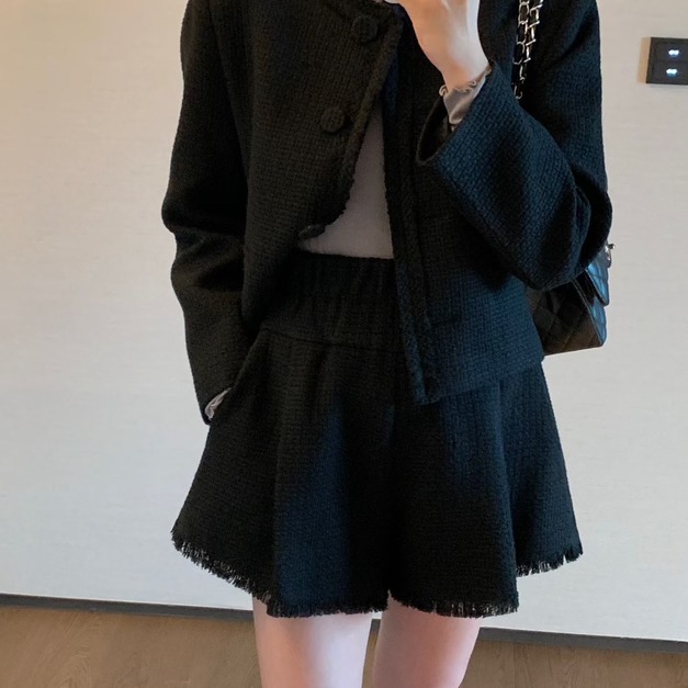 新品｜高質感毛呢短褲（可成套外套）