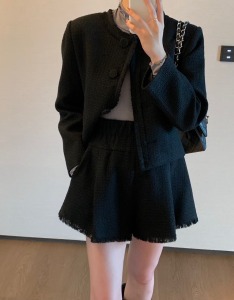 新品｜高質感毛呢短褲（可成套外套）