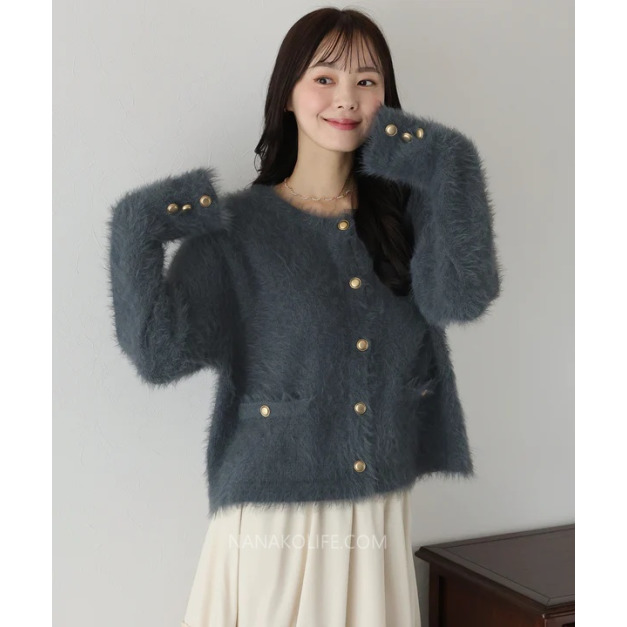 日系金鈕絨毛小香外套