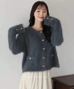 日系金鈕絨毛小香外套