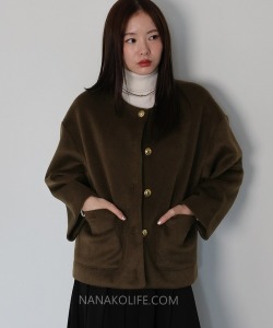 日系金釦小寬袖軟呢外套 3色