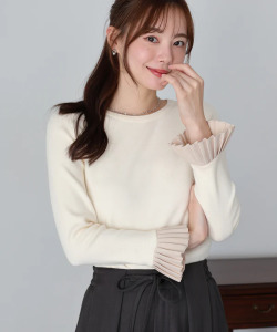 日系百褶袖溫柔針織上衣 3色