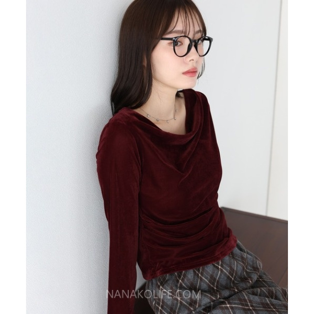 溫柔絲絨垂墜領上衣 多色