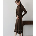 優雅腰褶親膚針織長洋裝 3色_2