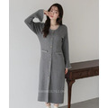 珍珠釦小香風針織洋裝 3色_1