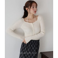 微甜綁帶羅紋針織上衣 3色_1