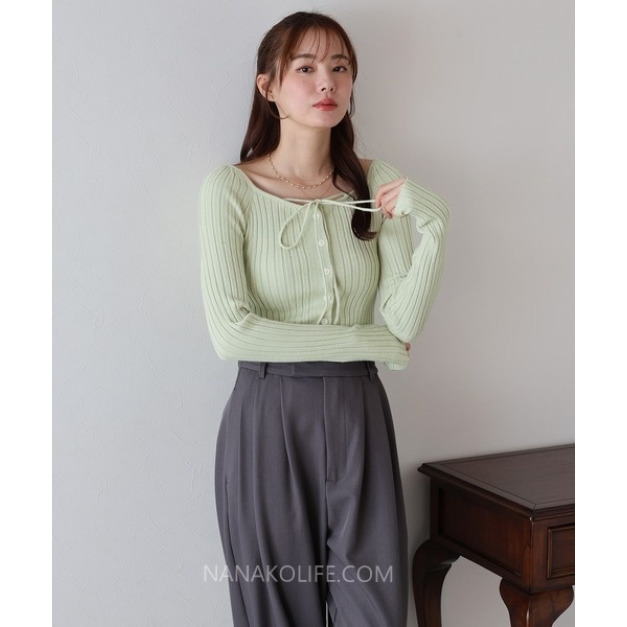 微甜綁帶羅紋針織上衣 3色