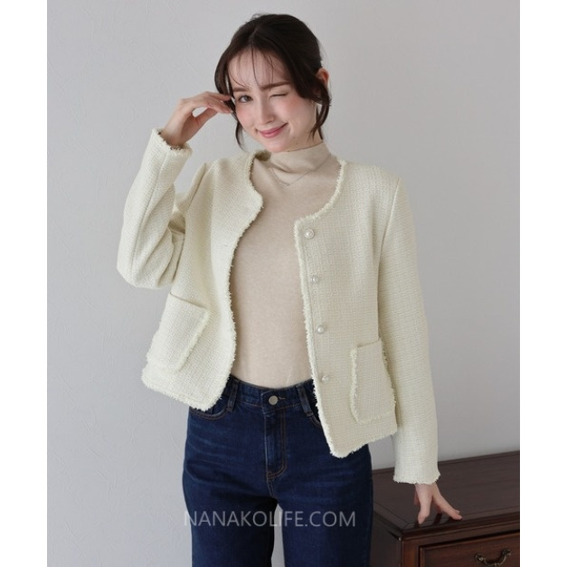 巴黎感粗花呢珍珠扣外套 2色