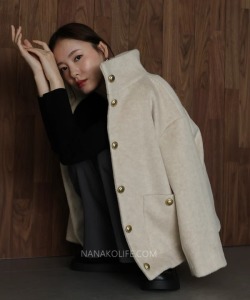 質感高領立體剪裁大衣外套 2色