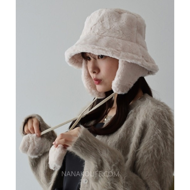 可拆毛球暖暖絨毛耳蓋帽 3色