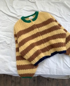 新品｜彩條溫柔系寬袖針織外套 2色