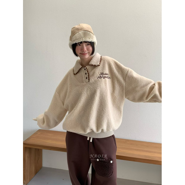 新品｜甜感滾邊領羊羔毛上衣3色