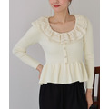 法式蕾絲荷葉領針織上衣 2色_10
