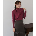 甜蜜斜荷葉高領針織上衣 3色_16
