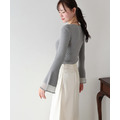 薄紗拼袖立體羅紋上衣 4色_13