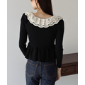 法式蕾絲荷葉領針織上衣 2色_6
