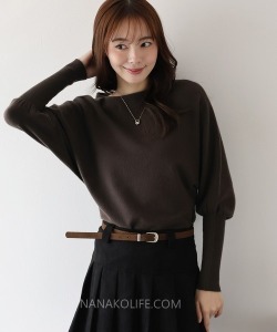 法式溫柔微蝙蝠針織上衣 2色