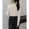 甜蜜斜荷葉高領針織上衣 3色_7