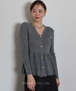 超美~霧金釦修身傘擺針織上衣 4色