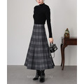 冬日格紋毛呢A字長裙 3色_13