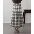 冬日格紋毛呢A字長裙 3色_15