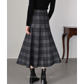 冬日格紋毛呢A字長裙 3色_11