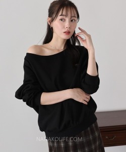 慵懶落肩微性感一字領上衣 3色